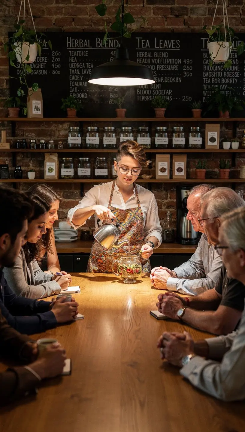 Készített gyógynövény tea csésze, mellette egy teáskanál méz.